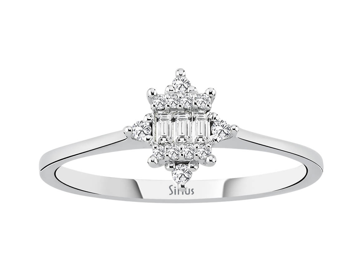 Baguette Diamant Izarra Ring in 8k Weißgold - handgefertigter Diamantschmuck aus Feingold | Sirius Diamant
