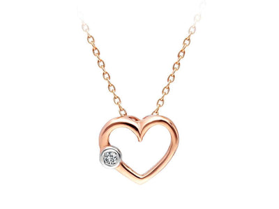 Collier cœur en diamant de 0,02 carat en or rouge/or rose 333 8 carats