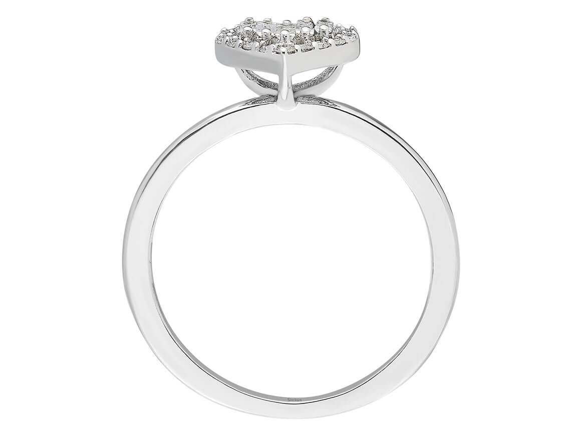 F Farbe 0,20 Carat Baguette Diamant Herz Ring - handgefertigter Diamantschmuck aus Feingold | Sirius Diamant