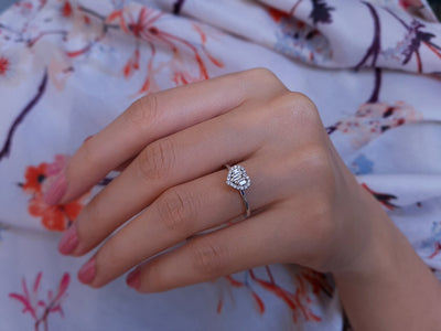 F Color 0.20 Carat Baguette Diamond Heart Ring