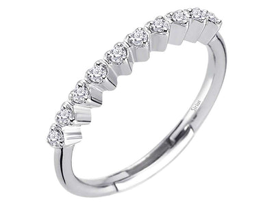 Alliance semi-circulaire motif cœur diamant