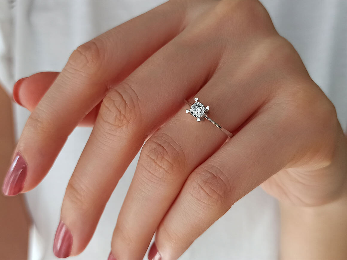 Bague diamant 0,40 carat effet cœur