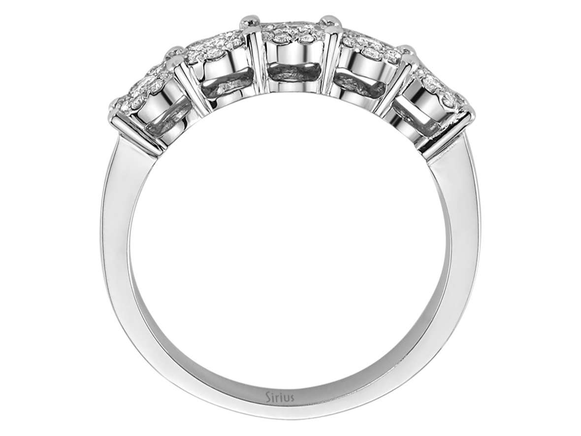 1,50 Carat Diamant Effekt 5 Diamanten Allianz in 333 er 8 Karat Weißgold - handgefertigter Diamantschmuck aus Feingold | Sirius Diamant