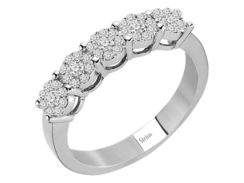 1,50 Carat Diamant Effekt 5 Diamanten Allianz in 333 er 8 Karat Weißgold - handgefertigter Diamantschmuck aus Feingold | Sirius Diamant