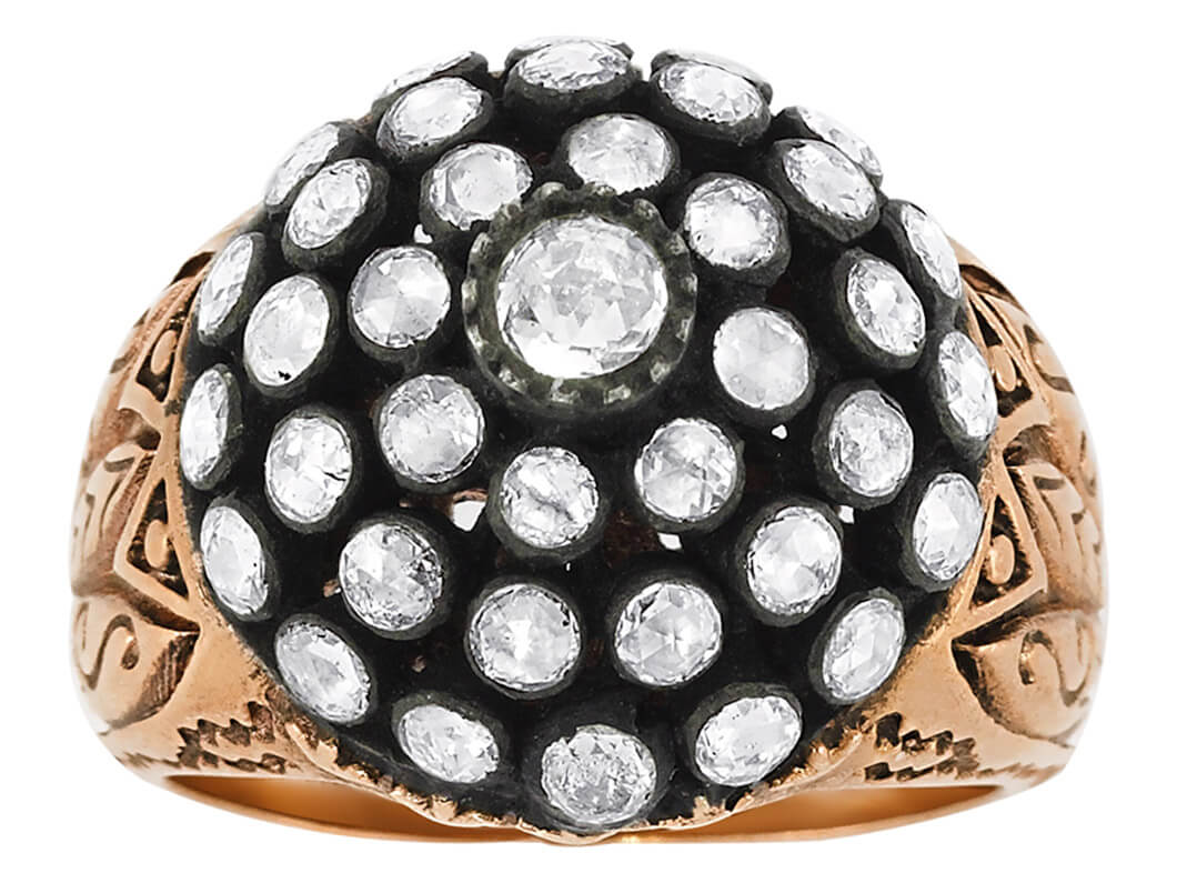 Großer Diamantring mit Kuppel - handgefertigter Diamantschmuck aus Feingold | Sirius Diamant