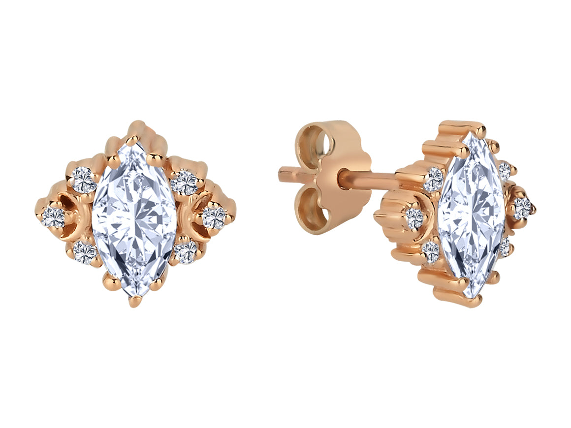 Luna Dream Ohrringe mit Diamanten und weißem Topas - handgefertigter Diamantschmuck aus Feingold | Sirius Diamant