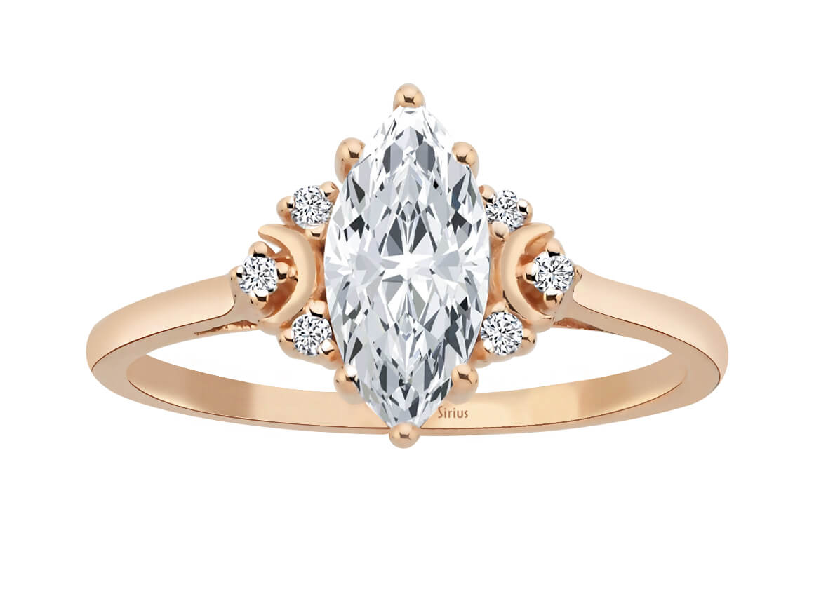 Luna Dream Diamant und Weißer Topas Stein Ring - handgefertigter Diamantschmuck aus Feingold | Sirius Diamant