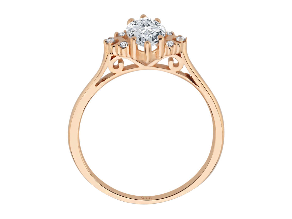 Luna Dream Diamant und Weißer Topas Stein Ring - handgefertigter Diamantschmuck aus Feingold | Sirius Diamant