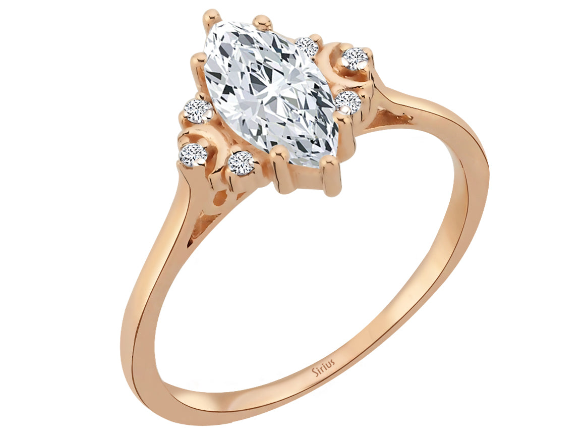 Luna Dream Diamant und Weißer Topas Stein Ring - handgefertigter Diamantschmuck aus Feingold | Sirius Diamant