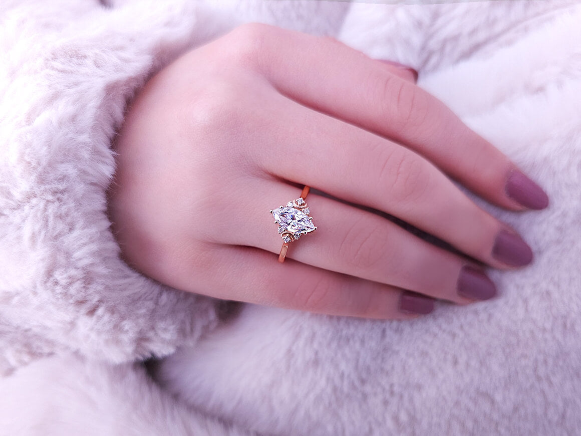 Luna Dream Diamant und Weißer Topas Stein Ring