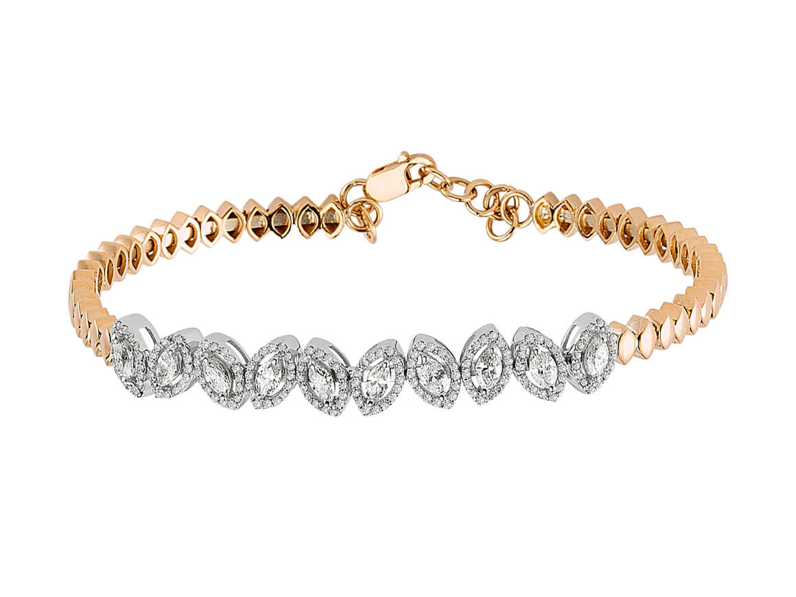 Armband mit Diamanten im Marquise-Schliff – handgefertigter Diamantschmuck aus Feingold | Sirius Diamant