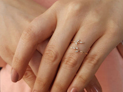Marquise Cut Diamond Acanthus Ring