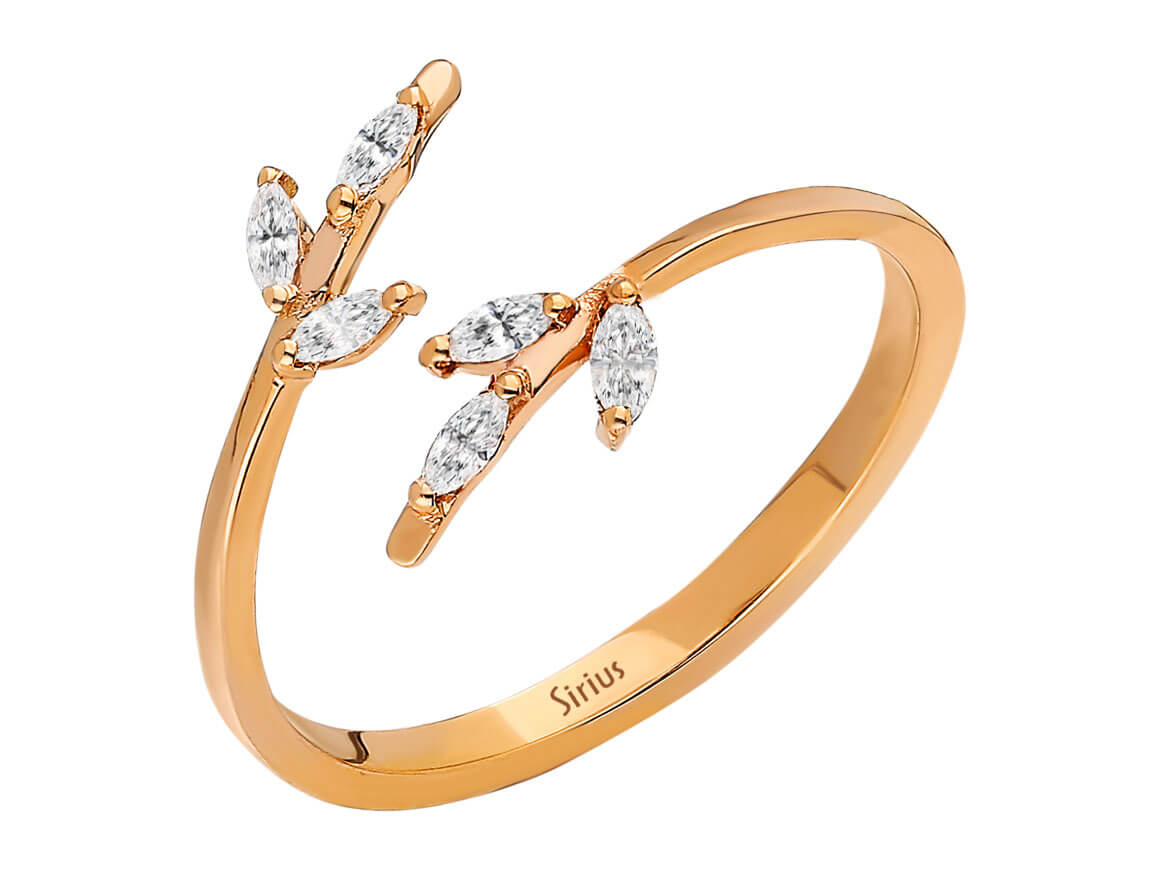 Marquise Schliff Diamant Akantus Ring - handgefertigter Diamantschmuck aus Feingold | Sirius Diamant