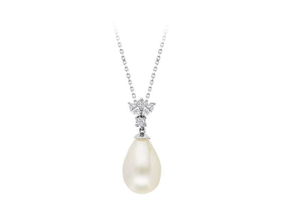 Marquise diamond and drop pearl necklace