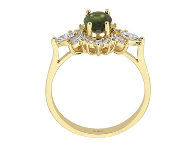 Marquise Diamond and Green Tourmaline Lucrezia Ring