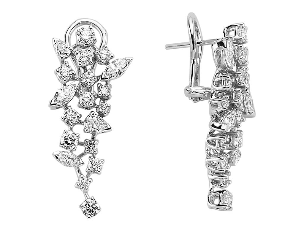 Marquise und Tropfen Schliff Diamant Ohrhänger - handgefertigter Diamantschmuck aus Feingold | Sirius Diamant