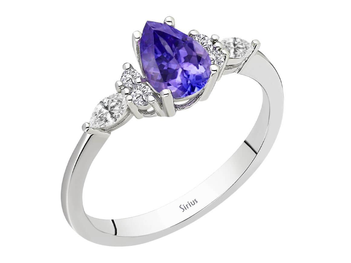 Marquise Diamant und Tropfen Schliff AAA Tansanit Ring - handgefertigter Diamantschmuck aus Feingold | Sirius Diamant