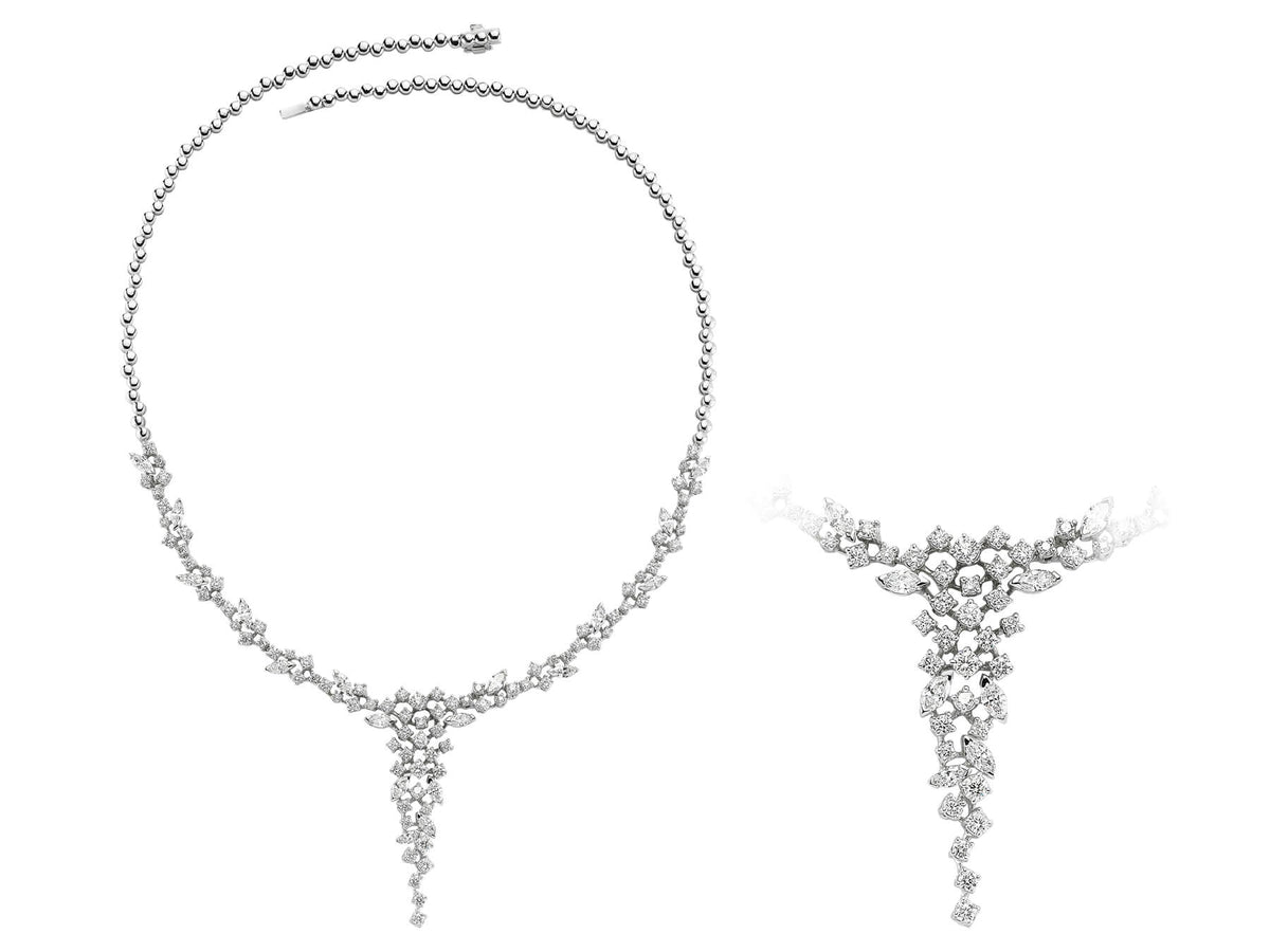 Marquise Diamant Tennis Halskette Weissgold - handgefertigter Diamantschmuck aus Feingold | Sirius Diamant