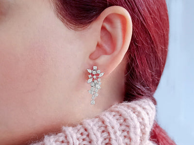 Marquise and drop cut diamond earrings