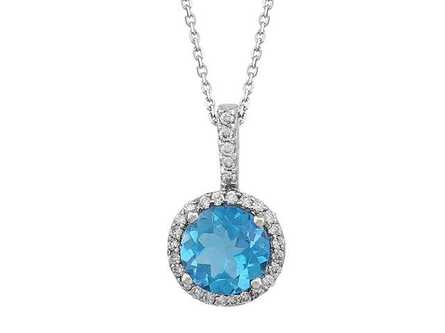 Collier diamant et topaze bleue