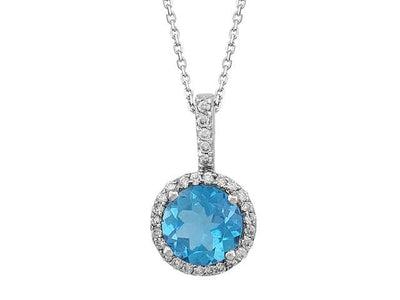 Collier diamant et topaze bleue