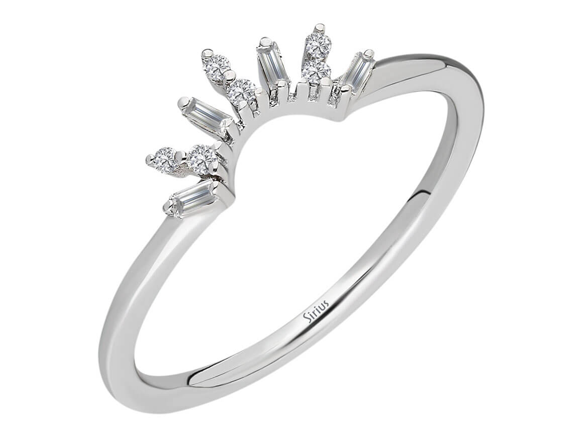 Baguette Diamant Mezzaluna Ring – handgefertigter Diamantschmuck aus Feingold | Sirius Diamant