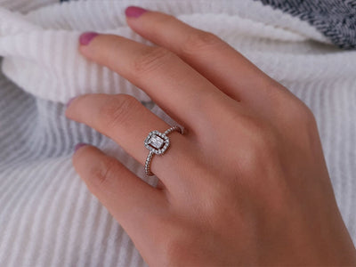 F Color 0.16 Carat Baguette Diamond Mia Ring