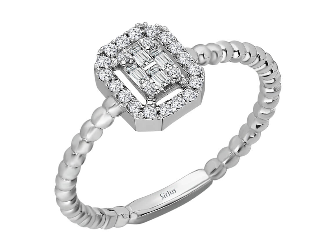 F Farbe 0,16 Carat Baguette Diamant Mia Ring - handgefertigter Diamantschmuck aus Feingold | Sirius Diamant