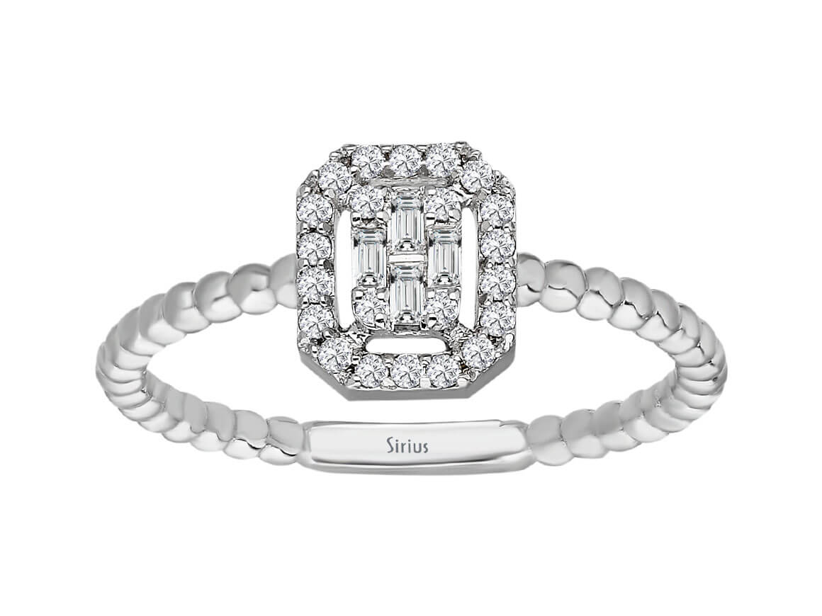F Farbe 0,16 Carat Baguette Diamant Mia Ring - handgefertigter Diamantschmuck aus Feingold | Sirius Diamant