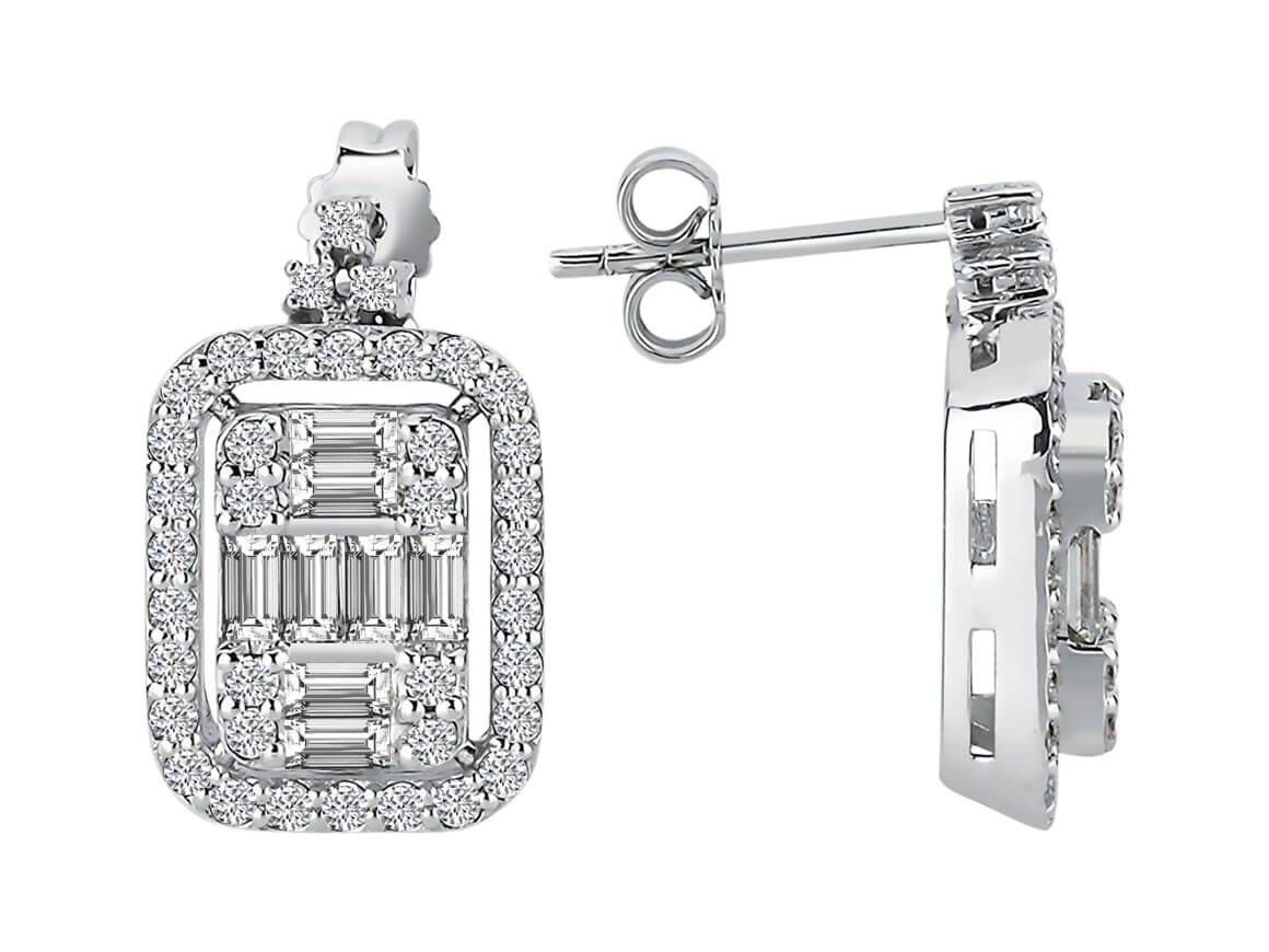 Modern large baguette diamond earrings