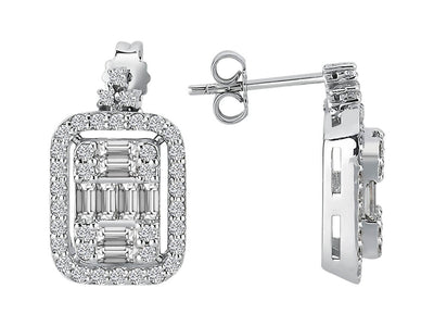 Modern large baguette diamond earrings