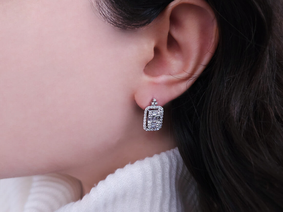 Moderne große Baguette-Diamantohrringe - handgefertigter Diamantschmuck aus Feingold | Sirius Diamant