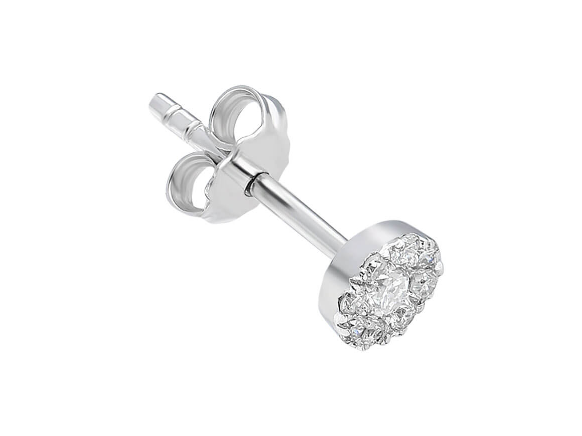 9 diamond men's stud earrings in 8 K white gold 