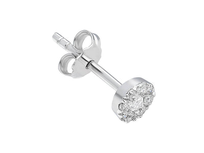 9 diamond men's stud earrings in 8 K white gold 