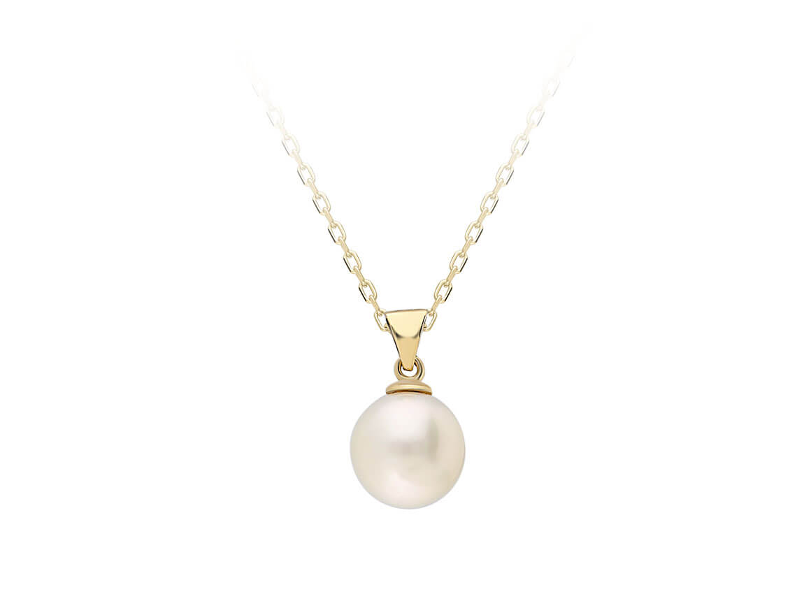 Natur Perle Collier in 14K Gelbgold - 7,5 mm - handgefertigter Diamantschmuck aus Feingold | Sirius Diamant
