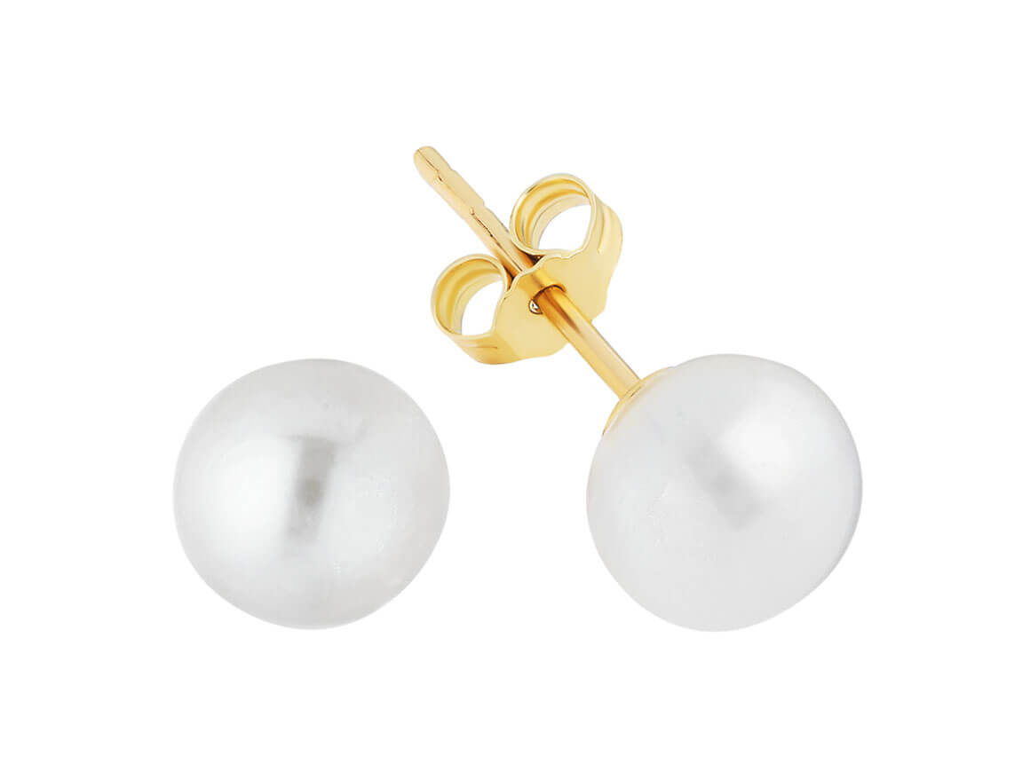 5.56 ct. natural pearl stud earrings in 14K yellow gold