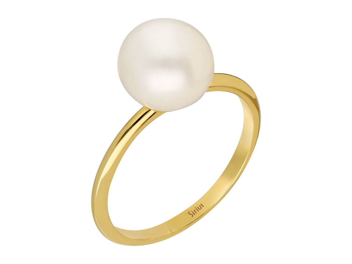 Modern Perle Ring - handgefertigter Diamantschmuck aus Feingold | Sirius Diamant