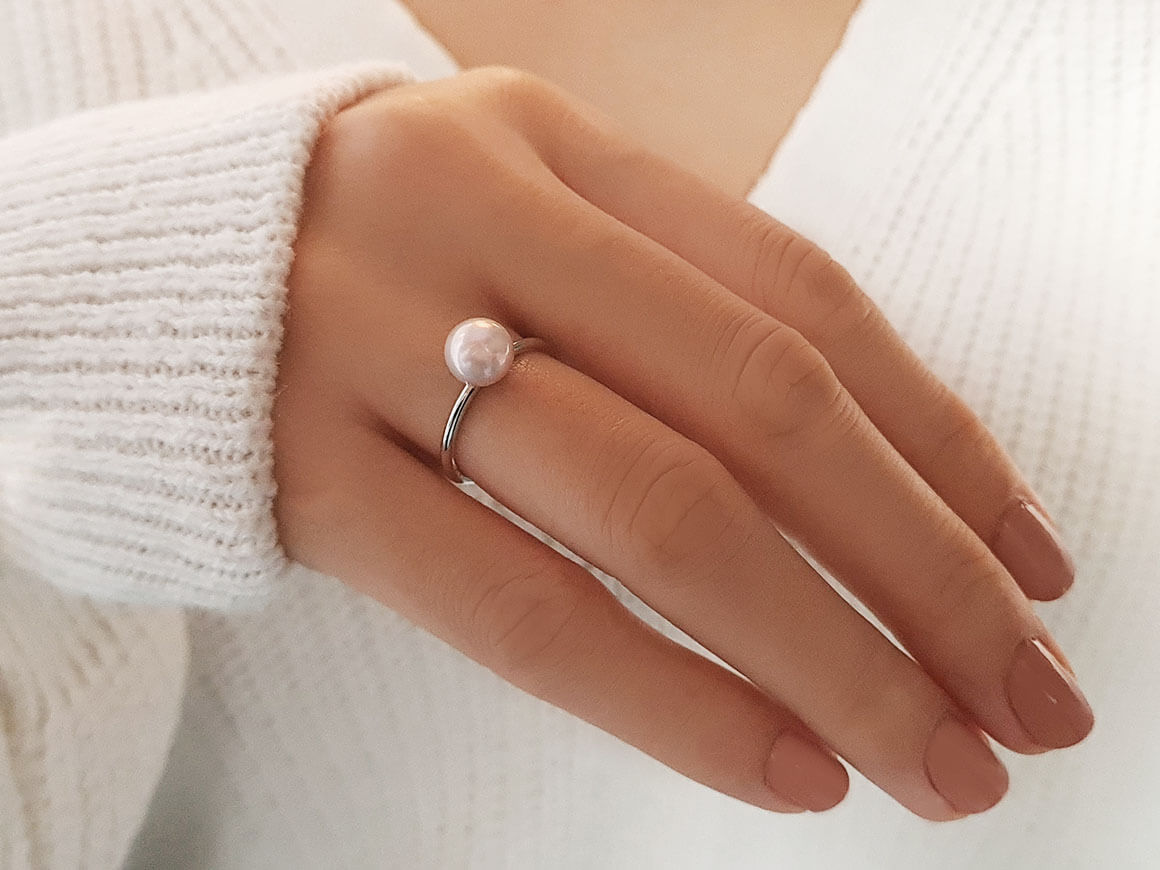Modern Rosa Perle Ring