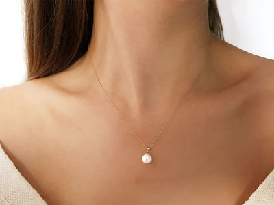 Collier de perles naturelles en or jaune 14 carats - 7,5 mm 