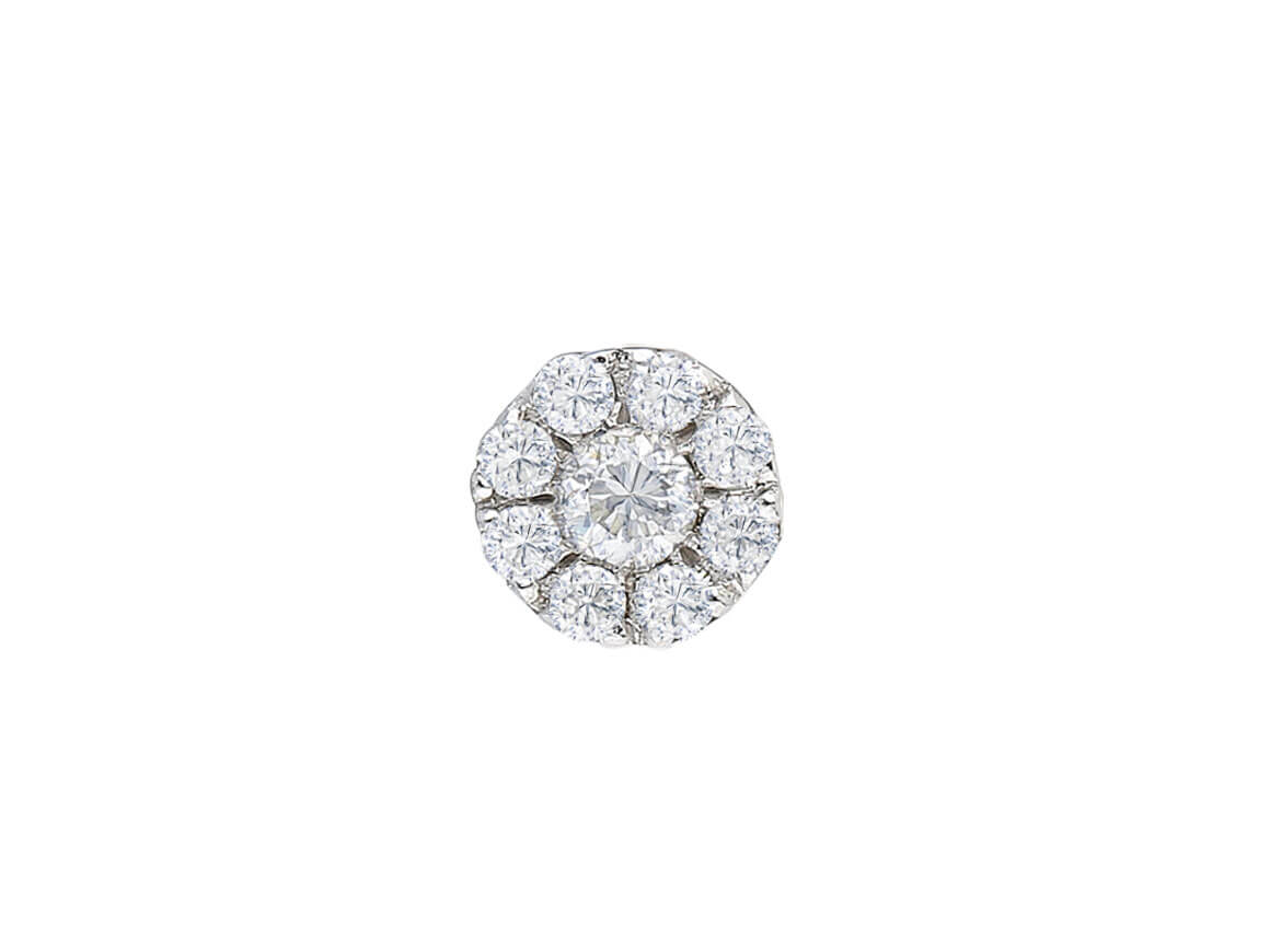 9 diamond men's stud earrings in 8 K white gold 