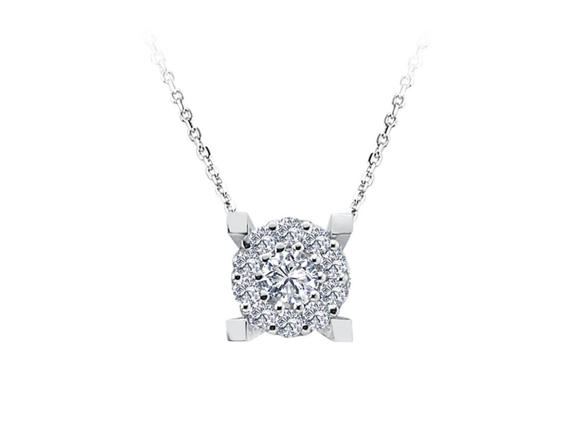0,50 Carat Diamant Solitär Effekt Collier - handgefertigter Diamantschmuck aus Feingold | Sirius Diamant