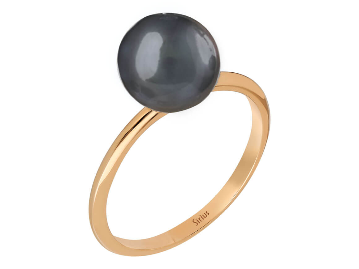 Modern Schwarzer Perle Ring - handgefertigter Diamantschmuck aus Feingold | Sirius Diamant