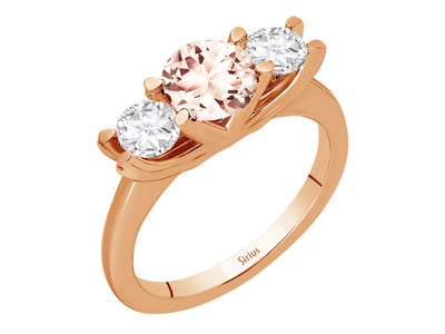 Bague tria en morganite et saphir blanc en or rose 14 carats