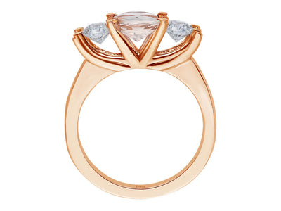 Bague tria en morganite et saphir blanc en or rose 14 carats