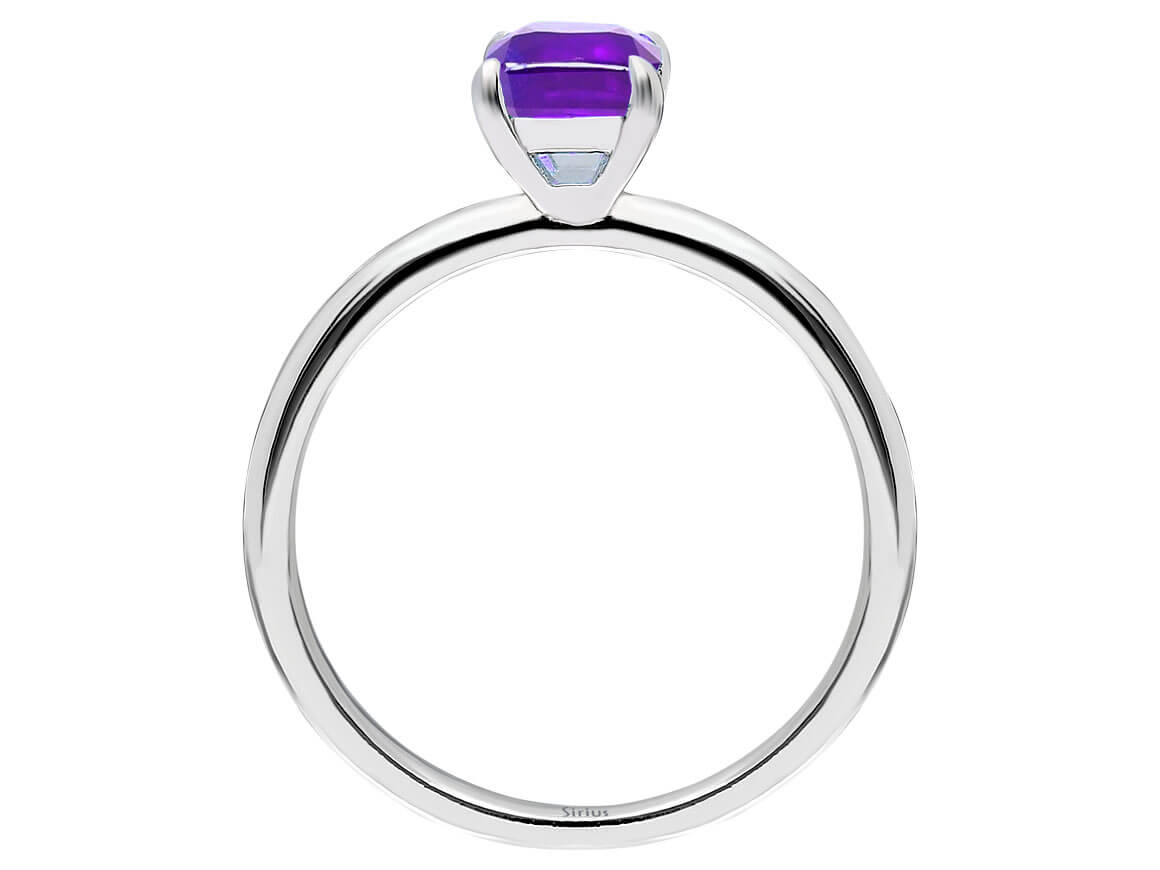 Oktagon Schliff Amethyst Solitär Ring - handgefertigter Diamantschmuck aus Feingold | Sirius Diamant