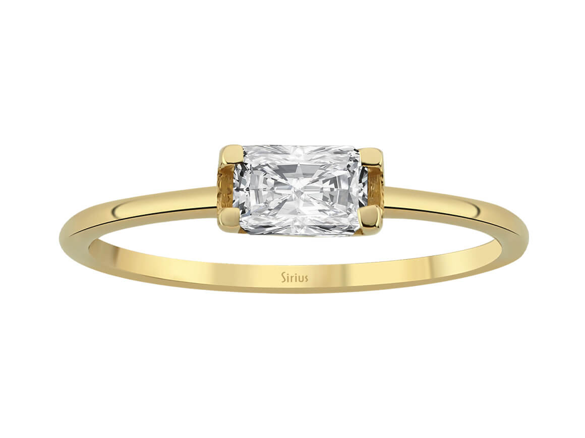 Oktagon-Schliff weißer Topas Ring - handgefertigter Diamantschmuck aus Feingold | Sirius Diamant