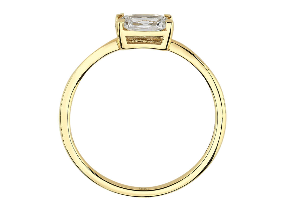Oktagon-Schliff weißer Topas Ring - handgefertigter Diamantschmuck aus Feingold | Sirius Diamant
