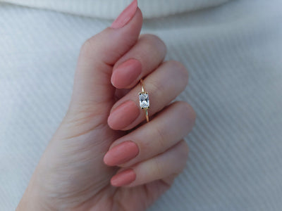 Octagon-cut white topaz ring