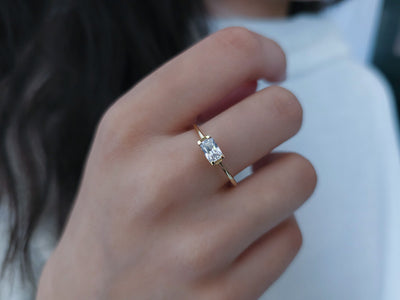 Octagon-cut white topaz ring