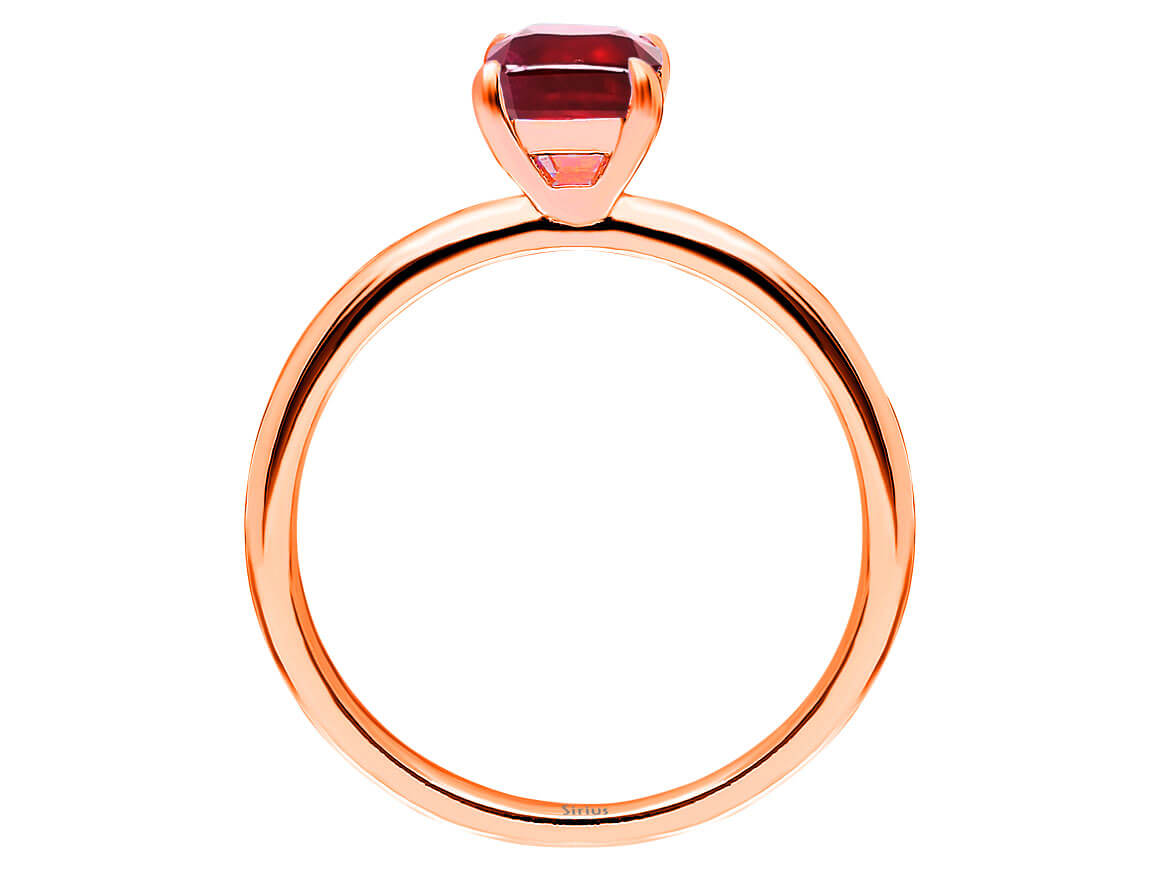 Oktagon Schliff Garnet Solitär Ring - handgefertigter Diamantschmuck aus Feingold | Sirius Diamant